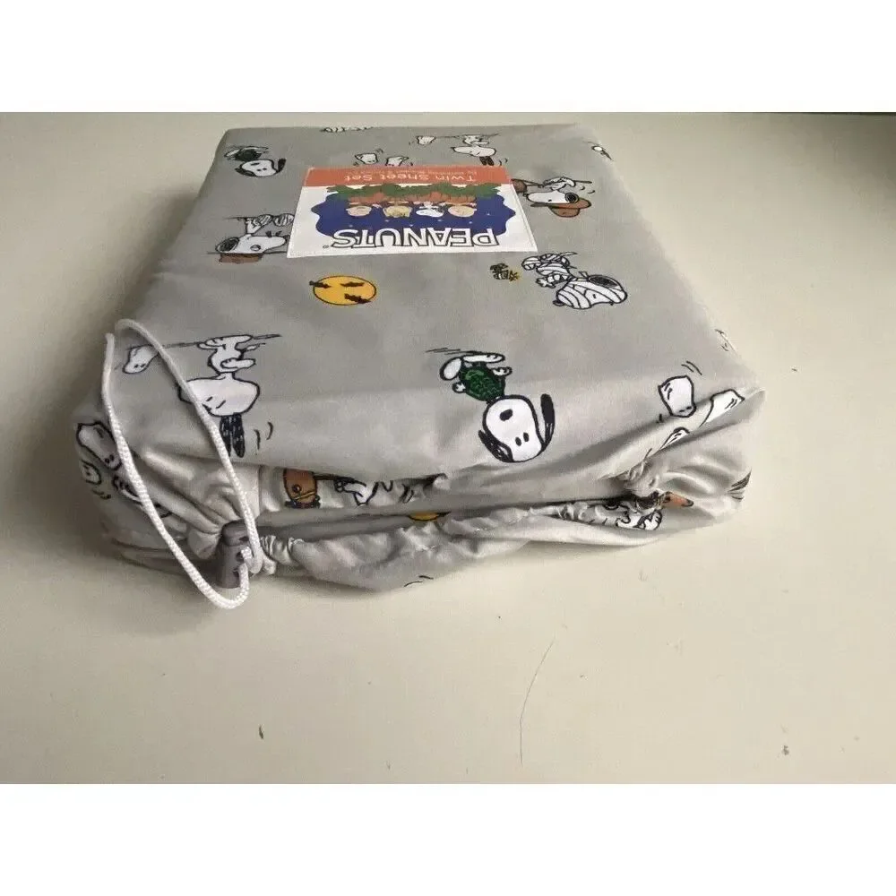 Peanuts Snoopy Halloween TWIN‎ Sheet Set Pumpkin Cactus Cowboy Pumpkin NEW